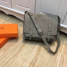 Hermes Steve Hommes Crossbody Sac En Cuir Gris
