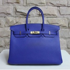 Hermes Birkin 35cm Togo en cuir Sac à main bleu électrique or