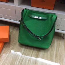 Hermes So Kelly 28cm Togo Sac à bandoulière en cuir vert argent