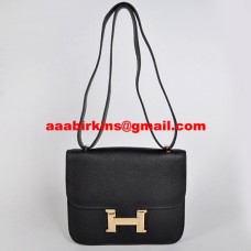 Sac Hermes Constance 23cm Togo Cuir Noir Or