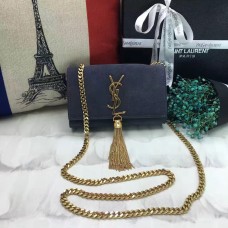 Sac YSL Small Tassel Chain 17cm Cuir Daim Gris