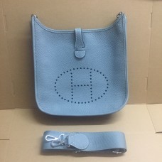Hermes Evelyne III Togo Sac à bandoulière en cuir bleu Lin