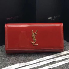 Pochette YSL Cuir Verni 27cm Rouge