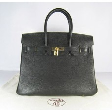 Hermes Birkin 35cm Togo en cuir Sacs à main noir doré