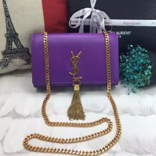 YSL Sac Chaîne Tassel 22cm Cuir Lisse Violet Or
