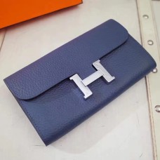 Hermes Constance Portefeuille Togo Cuir Bleu Foncé