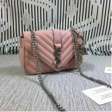YSL Petit Sac Chaîne Enveloppe Chèvre Rose 18cm