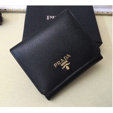 Prada 1M0176 Portefeuilles en Cuir Saffiano en Noir