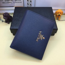 Prada 1M0204 Petit Portefeuille Bifold Cuir Saffiano Marine