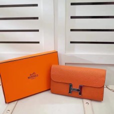 Hermes Constance Portefeuille Togo Cuir Orange