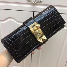 Pochette Hermes Medor 29cm Croco Noir