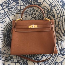 Hermes Kelly 28cm Sac Togo Cuir Marron Or