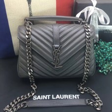 Sac à bandoulière YSL Top Handle 24cm Gris Argent