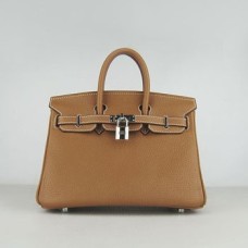 Hermes Birkin 25cm Sac à main 6068 café clair argent