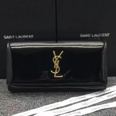 Pochette YSL en cuir verni 27 cm Noir