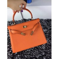 Hermes Kelly 25cm Togo Cuir Orange Or