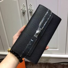 Hermes Kelly Portefeuille Togo Cuir Noir