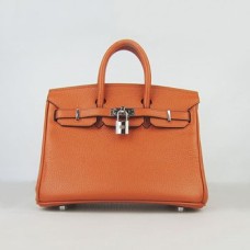 Hermes Birkin 25cm Sac à main 6068 orange argent