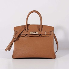 Hermes Sac Birkin 30cm Togo Cuir avec Bandoulière Café Clair Doré