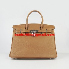 Hermes Birkin 30cm Togo Sacs à main en cuir Light Coffee Silver