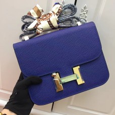 Sac Hermes Constance 23cm Cuir Epsom Bleu Electrique Or