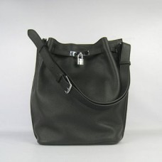 Hermes So Kelly 28cm Togo Sac à bandoulière en cuir noir argent