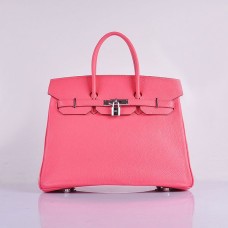 Hermes Birkin 35cm Togo en cuir Sacs à main Lip Rose Argent