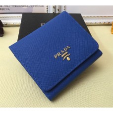 Prada 1M0176 Portefeuilles en Cuir Saffiano en Bleu
