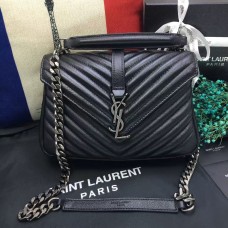 Sac à bandoulière YSL Top Handle 24cm Noir Argent