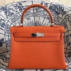 Hermes Kelly 28cm Sac Togo Cuir Orange Or
