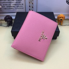 Prada 1M0204 Petit Portefeuille Bifold Cuir Saffiano Rose