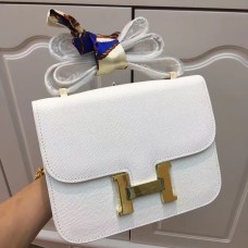 Sac Hermes Constance 23cm Cuir Epsom Or Blanc