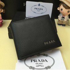 Portefeuille en cuir pour hommes Prada 0334 Noir