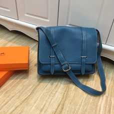 Hermes Steve Hommes Crossbody Sac En Cuir Bleu
