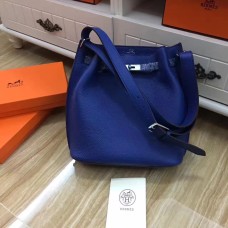Hermes So Kelly 28cm Togo Sac à Bandoulière En Cuir Bleu Électrique Argent