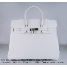 Hermes Birkin 35cm Togo en cuir Sacs à main blanc argent