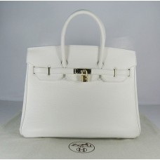 Hermes Birkin 35cm Togo en cuir Sacs à main or blanc