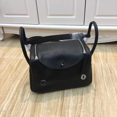 Hermes Lindy 30cm Sac à main Noir Argent