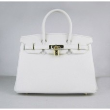 Hermes Birkin 30cm Togo en cuir Sacs à main blanc doré