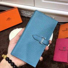 Hermes Bearn Portefeuille Togo Cuir H005 Bleu