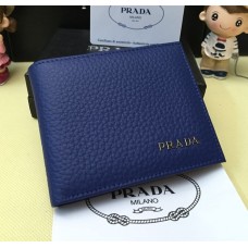 Portefeuille en cuir pour hommes Prada 0334 Bleu