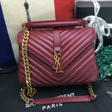 Sac à bandoulière YSL Top Handle 24cm Rouge Foncé Or