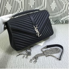 Saint Laurent Grand Sac à Chaîne avec Poignée Supérieure Noir 32cm