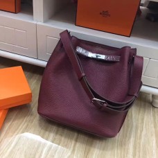 Hermes So Kelly 28cm Togo Sac à Bandoulière En Cuir Bordeaux Argent