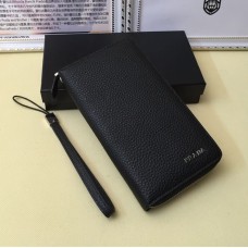 Portefeuille en cuir pour hommes Prada 1192 noir
