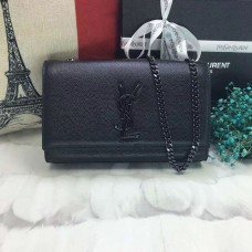 YSL Sac Chaîne Cuir Caviar 22cm Noir Noir