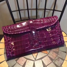Pochette Hermes Jige 29cm Croco Violet