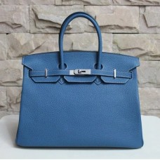 Hermes Birkin 35cm Togo en cuir Sacs à main bleu argent