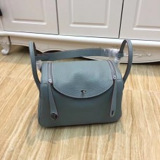Hermes Lindy 30cm Sac à main Gris Bleu Argent