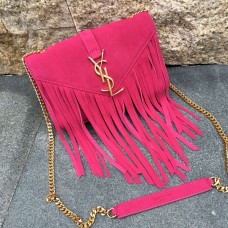 Sac YSL Cuir Suédé Pompon 22cm Rose